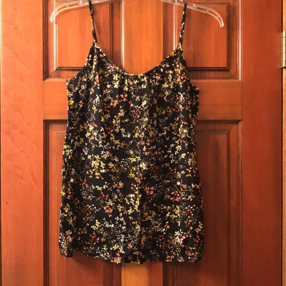 Black floral tank top